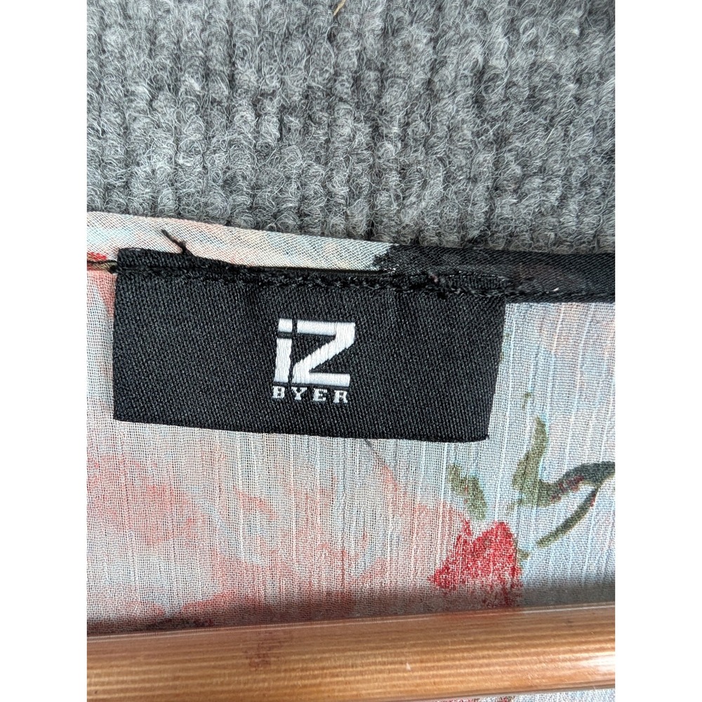 IZ Byer M Floral Lace Too Blouse Sheer 3/4 Sleeve Black Top Peasant Boho Flowy - Picture 5 of 5